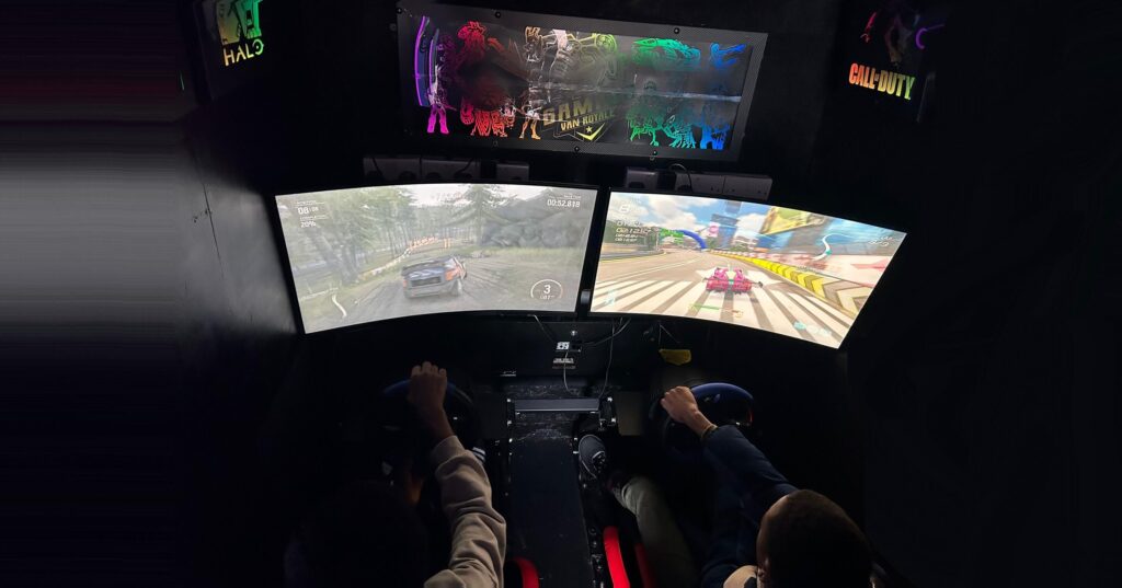 racing screens in gaming truck